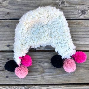 San Diego Hat Co Cream Sherpa Fleece Warm Winter Hat Pink Pom Pom